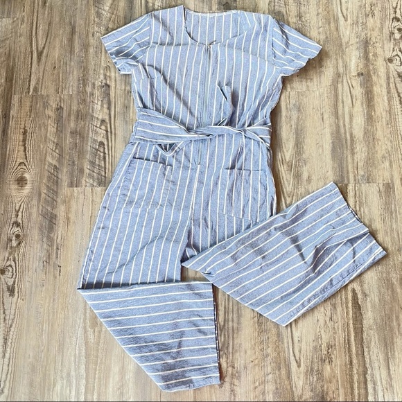 🆕 POCKET JUMPSUIT Casual Striped Wide Leg - Picture 2 of 13